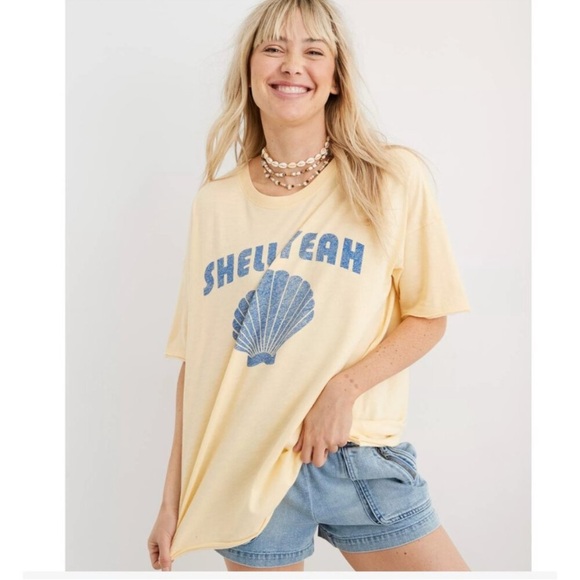 Aerie Shell Yeah Oversized Beach Tee Yellow
Blue Size Medium - Picture 1 of 9